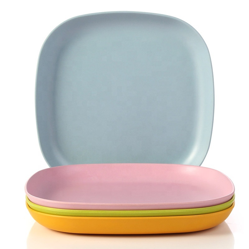 Eco Friendly 4Colors Bamboo Tableware Set Dinner Plates