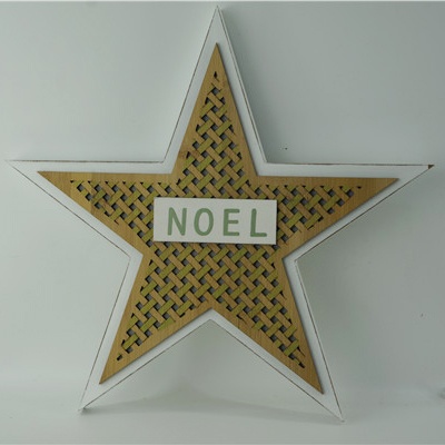 Wooden&bamboo Xmas star-shaped table decoration