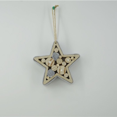 Xmas wooden hanging star decoration