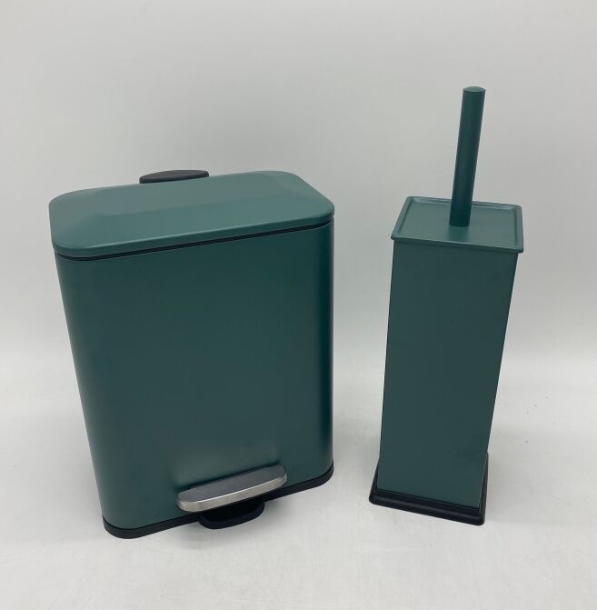 Rectangle pedal dustbin with toilet brush NEW-green