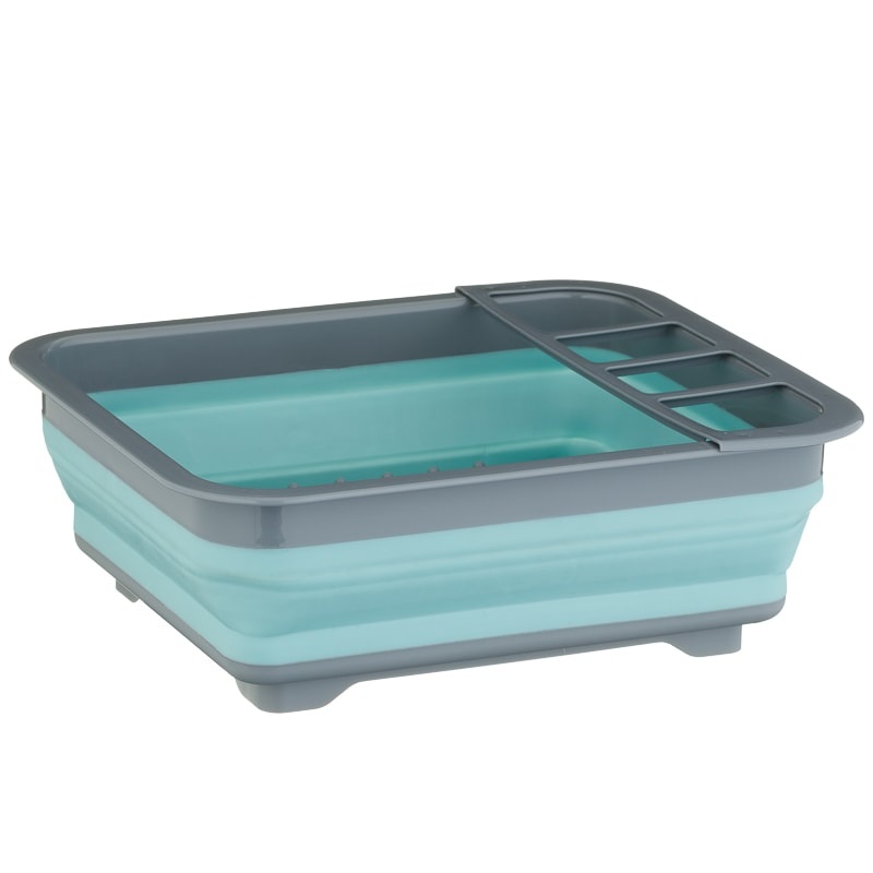 Collapsible Dish Drainer - Aqua & Grey