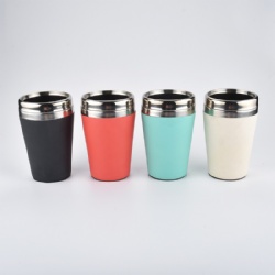 Eco-friendly biodegradable bamboo fiber coffee cups travel cup 10oz