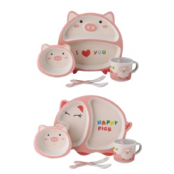 Biodegradable eco-friendly bamboo fiber tableware for kids set