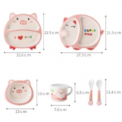 Biodegradable eco-friendly bamboo fiber tableware for kids set