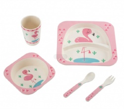 Eco-friendly Bamboo Fiber 5 Piece Kids Tableware Set