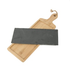 Natural Wooden Dinner Plate With Slate Inlay