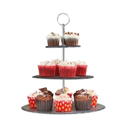 Vintage 3 Tier Cupcake Stand With Metal Bar Handle