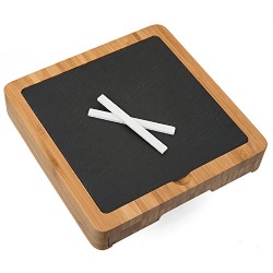 Bamboo Wood Slate Chalk Board Cheese Cutting Board Serving Platter with Cutlery set Knife Drawer