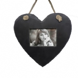 Heart shape slate hanging photo frame