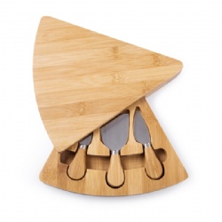 Cheese -shaped cheese  cutting board & cutlery Set with Slide-Out Drawer