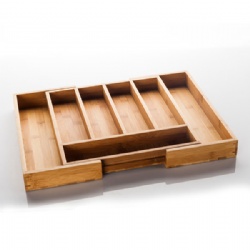 Kitchen Utensil Organizer Storage Bamboo Drawer Cutlery Tray