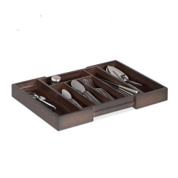 Adjustable utensils expandable dividers kitchen bamboo drawer organizer wood cutlery tray with color painting