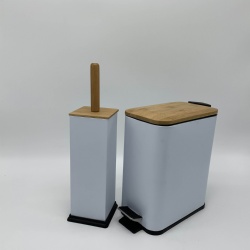 Rectangle shaped dustbin with bamboo lid