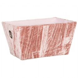 Crinkle Velvet Storage Basket - Blush