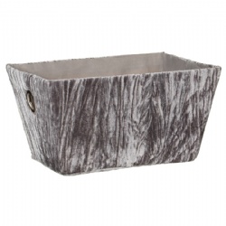 Crinkle Velvet Storage Basket - Grey