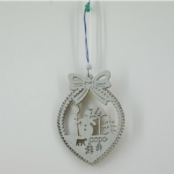 Wooden Xmas hanging decoration-grey