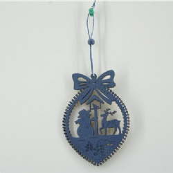 Wooden Xmas hanging decoration-blue