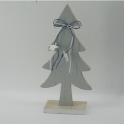 Wooden Xmas tree-shaped table decoration-grey