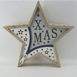 Wooden Xmas star-shaped table decoration with lighting-big