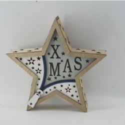 Wooden Xmas star-shaped table decoration with lighting-small