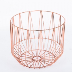 Golden color metal wire fruit basket  D31*D22*H26CM