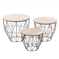 Basket tea table set of 3-black