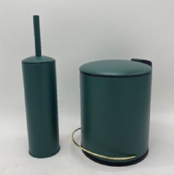 Round pedal dustbin with Toilet brush NEW-green