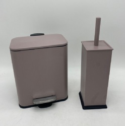 Rectangle pedal dustbin with toilet brush NEW-pink