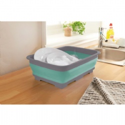 Collapsible Washing Up Bowl - Aqua & Grey