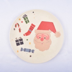 FDA LFGB eco-friendly biodegradable Xmas dinner bamboo fiber round plate