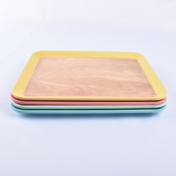 Natural material 15'' bamboo fiber food serving tray plate