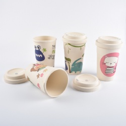 13oz Eco custom printed reusable bamboo fiber screw lid coffee cup