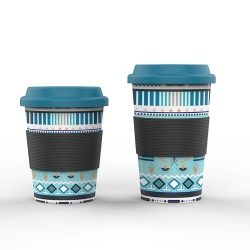 Reusable Bamboo Fiber Coffee Cup With Rubber Lid