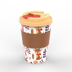 Children Tableware Eco Friendly Reusable Bamboo Fiber Coffee Cup With Lid