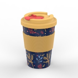 Children Tableware Eco Friendly Reusable Bamboo Fiber Coffee Cup With Lid