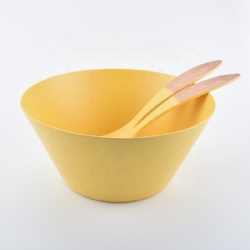 Biodegradable BPA free bamboo fiber salad bowl with spoon&fork
