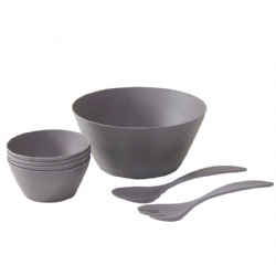 Eco-friendly custom printed bamboo fibre round salad bowl set