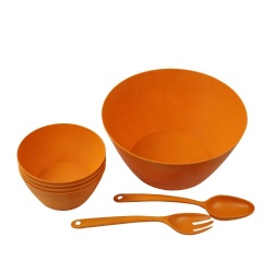 Eco-friendly custom printed bamboo fibre round salad bowl set