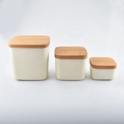 Bamboo fiber canister with bamboo lid storage jar with bamboo lid